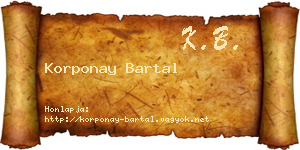 Korponay Bartal névjegykártya